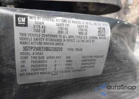 2011 GMC Sierra 1500 Slt from USA, damaged, VIN 3GTP2WE33BG238230